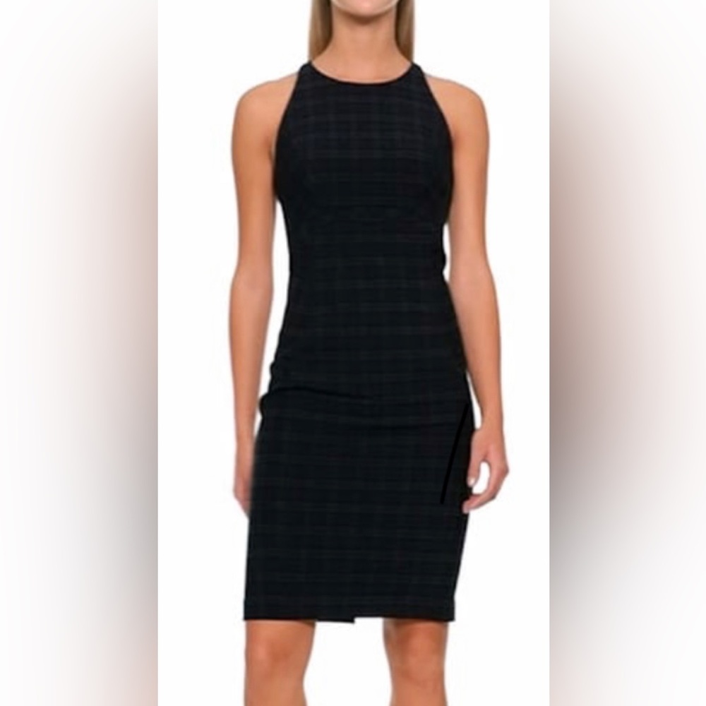 Plaid sleeveless sheath dress